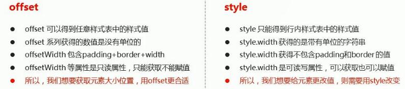 js中offset与style区别与联系